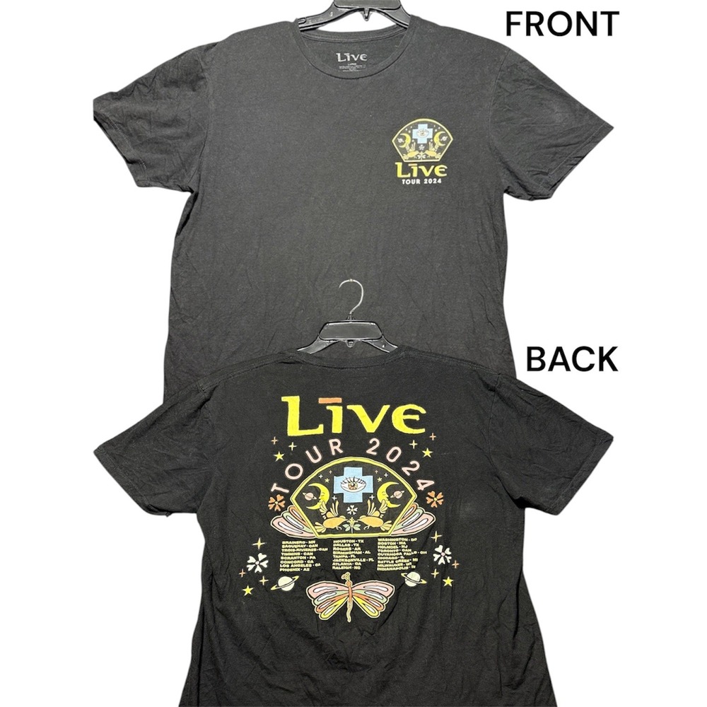 Live Tour 2024 T-Shirt Mens Large Black Graphic Band Tee